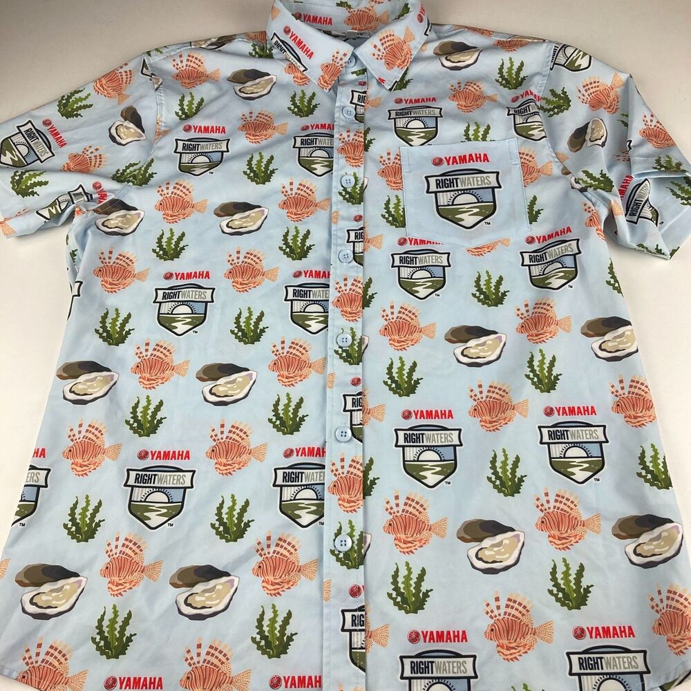 Yamaha Rightwaters Shirt Mens XXL Lionfish Oyster AOP Roody Fishing Marine